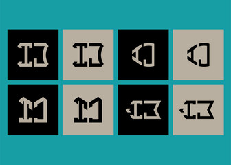 IJ polygon, circle, hexagon, flat and simple letter logo set in one artboard. IJ minimalist and classic logo.