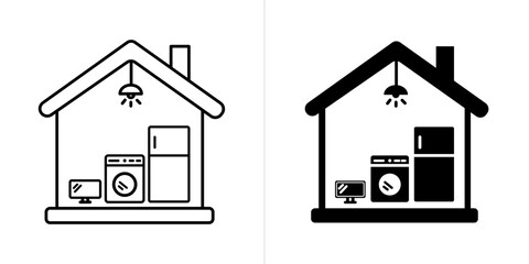 Home Appliances stroke and solid web icon set. Vector illustration