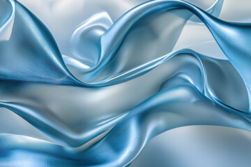 close up of satin blue silk fabric, showcasing its smooth texture and elegant folds. light reflects beautifully, creating serene and luxurious feel
