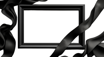 PNG, Funeral, grief, black photo frame, isolated on white background, generated by artificial intelligence, AI.