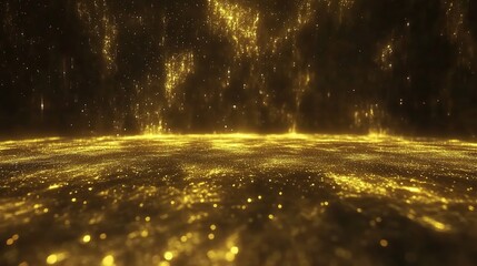Naklejka premium Shimmering Golden Particles in a Dreamy Background Scene