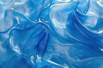 Obraz premium stunning close up of glossy blue epoxy resin, showcasing fluid waves and textures that evoke sense of tranquility and elegance. vibrant blue hues create captivating visual experience