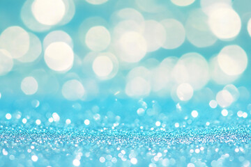 Obraz premium Blue abstract festive background with sparkles and glitter
