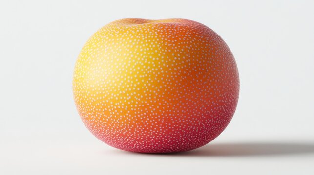 A vibrant, round fruit, a gradient of orange and pink, with small, subtle, dotted texture, is centered against a plain white background..
