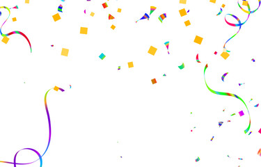 Celebration background with confetti and ribbons. Vector illustration.