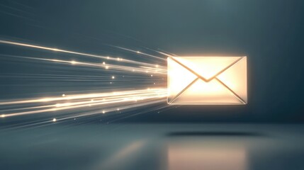 Dynamic Mail Concept with Glowing Envelope and Light Trails Representing Instant Communication in a Modern Digital Scenario