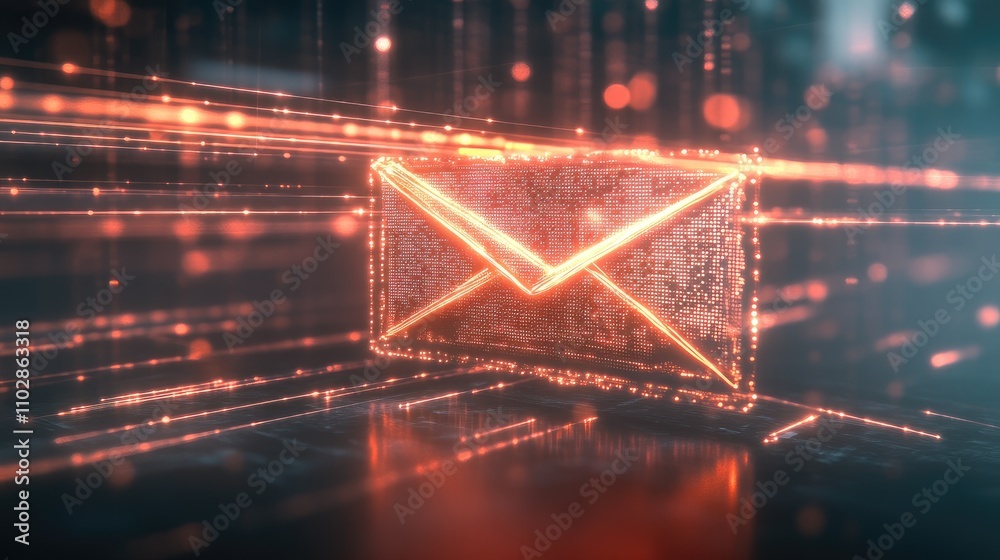 Poster futuristic digital mail icon representing communication and connectivity in a high-tech environment 