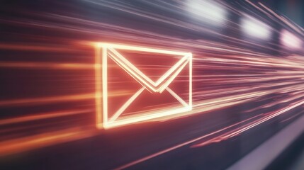 Bright and Colorful Email Icon with Motion Blur Effect, Representing Digital Communication, Messaging, and Modern Technology Concepts in a Vibrant Setting