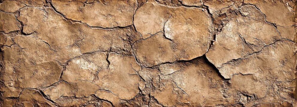 Textured Cracked Earth Surface Sepia Tones Rough Weathered Terrain Deep Crevices Ridges Sandy Background