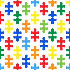 Colorful seamless puzzle pattern background vector.