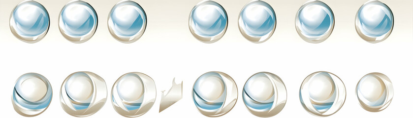 Animated spheres in a sequence showing movement.