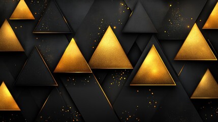 Abstract geometric background with overlapping triangles in black and gold.