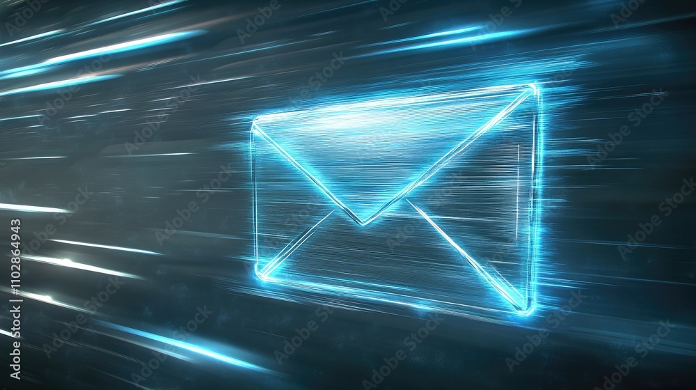 Aufkleber digital conceptual illustration of a glowing envelope symbolizing fast and efficient email communica