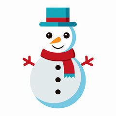 Charming vector snowman illustration for holiday themes.