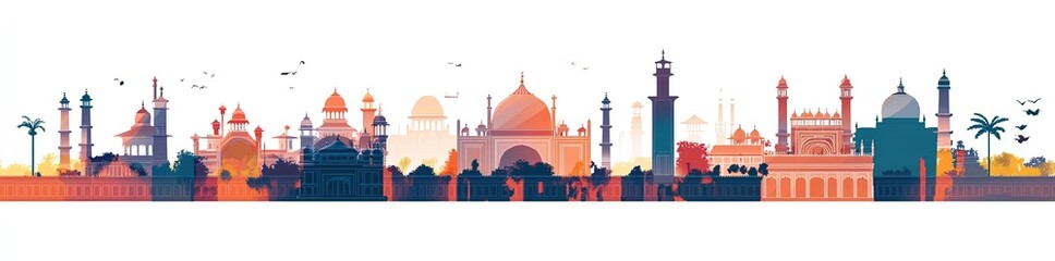 Fototapeta premium New delhi city landmarks vector illustration on white background