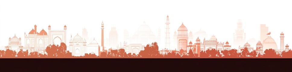 New delhi city landmarks vector illustration on white background