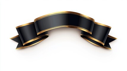 An elegant black ribbon with metallic gold borders