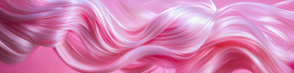 Fototapeta premium Flowing Pink and White Hair Strands on Vibrant Background