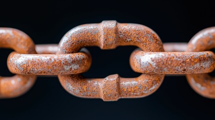 Fototapeta premium Rusty Metal Chain Link Close up Industrial Strength Texture Corrosion Detail