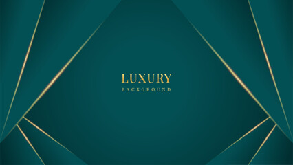 Luxurious dark green background with golden lines