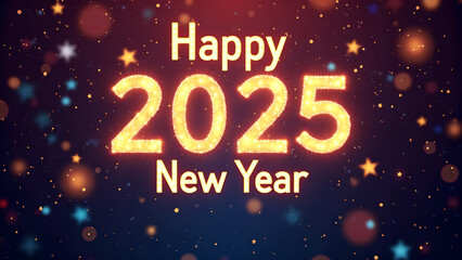 Happy New Year 2025 greeting card. Concept of celebration, party, and holiday.