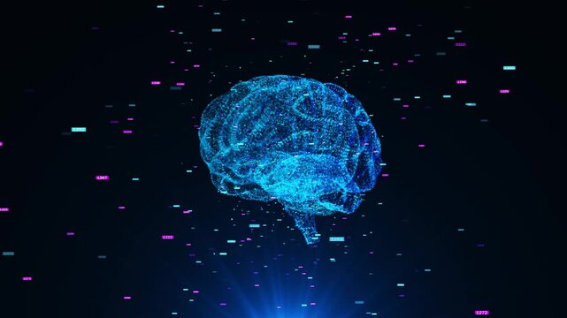 Futuristic 3D Hologram of human brain energy HUD, Abstract Advanced technology ui futuristic concept brain circuits interface hologram elements Neural digital data chart, brain research interfaces. 4K