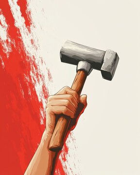 Powerful Hand Holding Hammer: A Symbol of Strength and Action