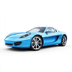 Fototapeta premium Blue car isolated on white background