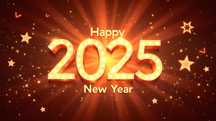 Happy New Year 2025 Celebration Background. Concept of Holiday, Party, and Festive.