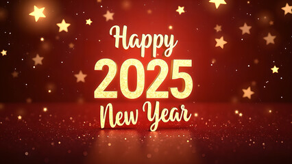 Happy New Year 2025 Celebration. Festive Background with Stars and Glitter.