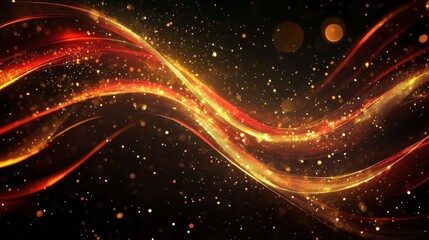 Refined Glowing Flowing Waves on Dark Background with Stunning Highlights and Particles