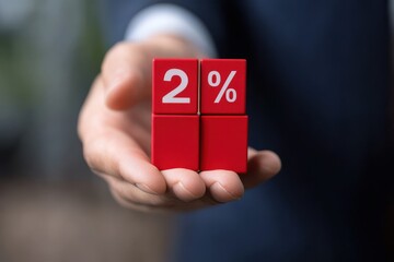 Businessman holding of bar graph with percentage financial banking increase interest