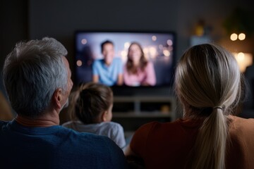 A family is watching television together
