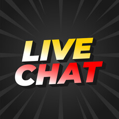 Live chat. Text effect in bold font and 3D style, for social media purpose