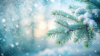 Minimalist Christmas Tree Branches, Snow, Winter Wonderland, Holiday Background, Copy Space