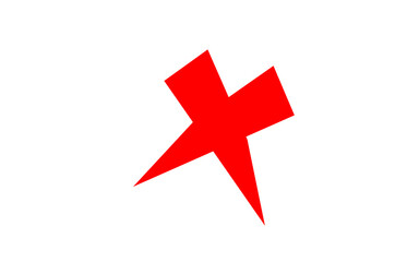 A red cross on a white background