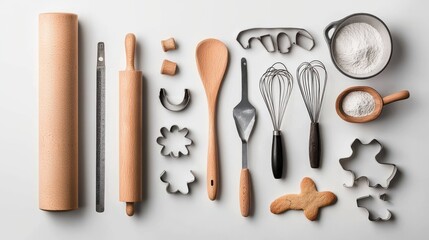 Baking tools showcase rolling pin and cookie cutters kitchen counter image collection culinary space focus on essential tools for home bakers