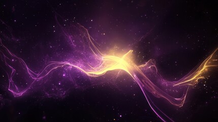 Obraz premium Radiant Flowing Lines on Dark Minimalistic Background with Sparkling Stars