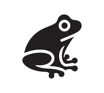 Minimalist Black Frog Silhouette Icon Design Element for Nature and Wildlife Vector Projects