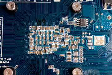 electronic circuit board with smd components close-up