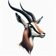 Fototapeta premium Majestic Gazelle Portrait, Canine Art, white background, minimalist