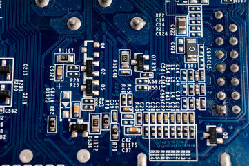 Electronic circuit board with smd components close-up
