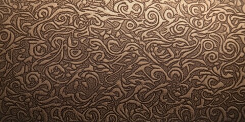 Fototapeta premium Textured Vintage Wallpaper with Intricate Swirling Beige and Brown Pattern