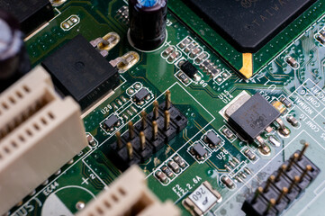Electronic circuit board with smd components close-up