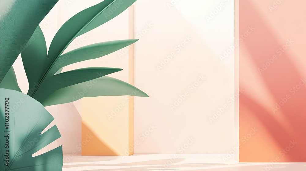 Fototapete a clean flat design showcasing simplicity and modernity with minimalistic shapes, soft hues, and a s
