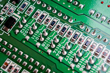 electronic circuit board with the back side, on which the soldering and connecting tracks of radio components are located