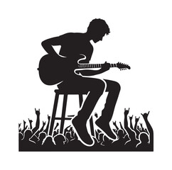 Fototapeta premium Guitarist silhouette vector illustration 