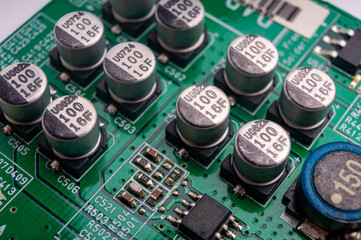 electronic circuit board with smd components and solid capacitors
