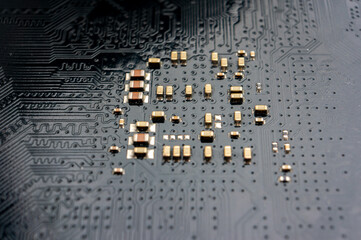 electronic circuit board with smd components resistors and capacitors