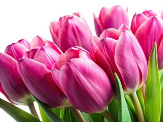Obraz premium Pink Tulip Border, White Background, Floral Frame, Spring Flowers, Pretty Tulips, Elegant Design, Pink Flower Border, Blooming Tulips, Floral Wallpaper, Beautiful Tulips